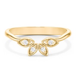 Marquise Element Band with Accents stones in 10K Solid Yellow Gold