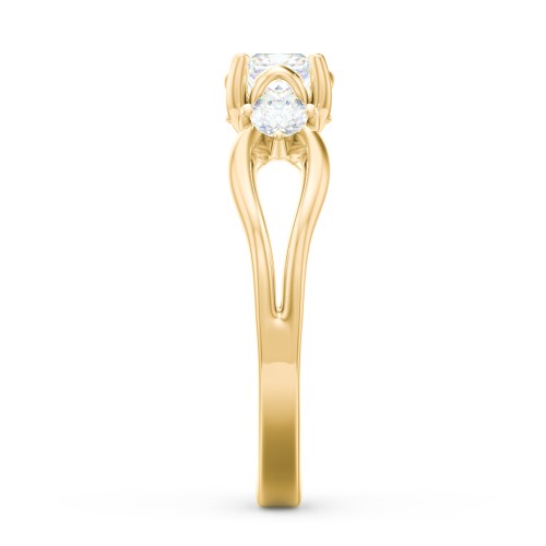 3 Stone Diamond Engagement Ring with Split Shank and Peek-A-Boo Accents