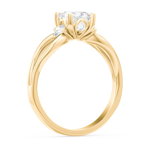 3 Stone Diamond Engagement Ring with Split Shank and Peek-A-Boo Accents