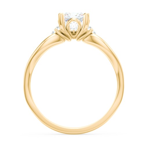 3 Stone Diamond Engagement Ring with Split Shank and Peek-A-Boo Accents
