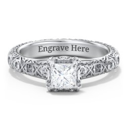 Diamond Solitaire Ring with Pierced Hollow Band