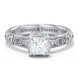 Diamond Solitaire Ring with Pierced Hollow Band