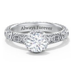 Diamond Solitaire Ring with Pierced Hollow Band