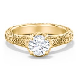 Diamond Solitaire Ring with Pierced Hollow Band