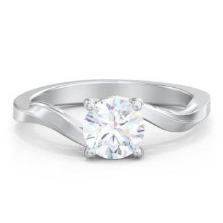 Diamond Solitaire Engagement Wave Ring with Filigree Details