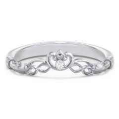 Vintage Contour Band with Filigree and Infinity Designs – 14K White Gold with Lab Diamond