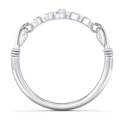Vintage Contour Band with Filigree and Infinity Designs – 14K White Gold with Lab Diamond
