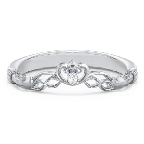 Vintage Contour Band with Filigree and Infinity Designs – 14K White Gold with Lab Diamond