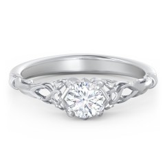 Vintage Solitaire Engagement Ring with Filigree and Infinity Designs