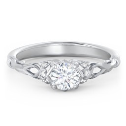 Vintage Solitaire Engagement Ring with Filigree and Infinity Designs