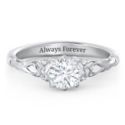 Vintage Solitaire Engagement Ring with Filigree and Infinity Designs