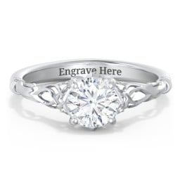 Vintage Solitaire Engagement Ring with Filigree and Infinity Designs