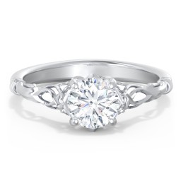 Vintage Solitaire Engagement Ring with Filigree and Infinity Designs