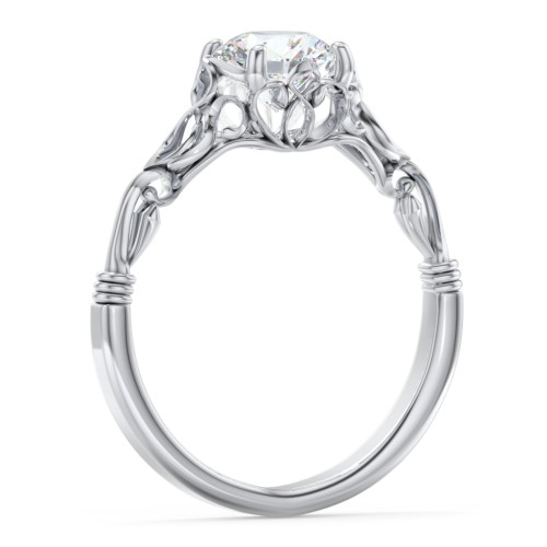 Vintage Solitaire Engagement Ring with Filigree and Infinity Designs – 14K White Gold