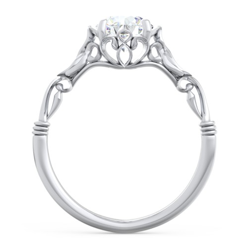 Vintage Solitaire Engagement Ring with Filigree and Infinity Designs – 14K White Gold