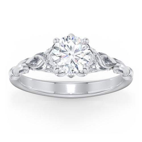 Vintage Solitaire Engagement Ring with Filigree and Infinity Designs – 14K White Gold