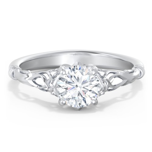 Vintage Solitaire Engagement Ring with Filigree and Infinity Designs – 14K White Gold