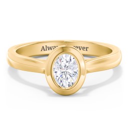 Modern Solitaire Engagement Ring with Bezel Setting in 10K Solid Yellow Gold with 04LABDIAM-OV-0.50-VS2-G-G