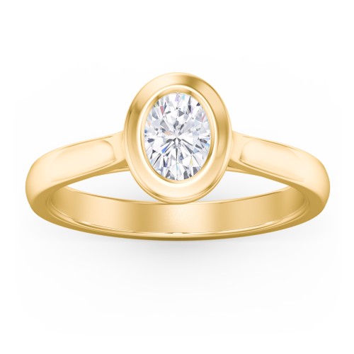 Modern Solitaire Engagement Ring with Bezel Setting – 10K Yellow Gold