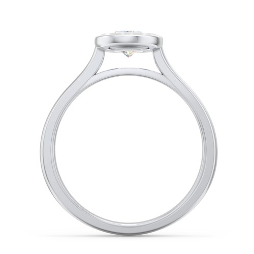 Modern Solitaire Engagement Ring with Bezel Setting – 14K White Gold