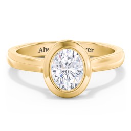 Modern Solitaire Engagement Ring with Bezel Setting in 10K Solid Yellow Gold with 04LABDIAM-OV-1.00-SI1-G-G