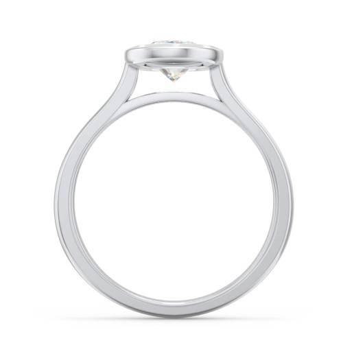 Modern Solitaire Engagement Ring with Bezel Setting – 14K White Gold