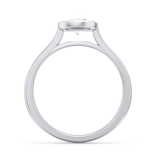 Modern Solitaire Engagement Ring with Bezel Setting – 14K White Gold