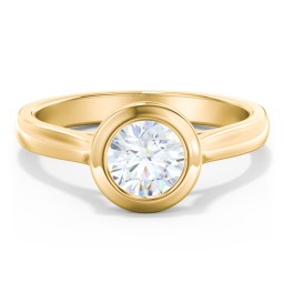 Modern Solitaire Engagement Ring with Bezel Setting in 10K Solid Yellow Gold with 04LABDIAM-RD-1.00-SI1-F-VG