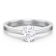Classic Solitaire Engagement Ring with Peek-a-Boo Accent Diamond – 14K White Gold with Diamond