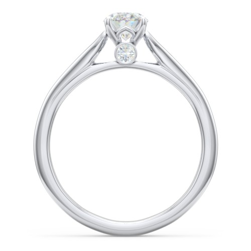Classic Solitaire Engagement Ring with Peek-a-Boo Accent Diamond – 14K White Gold with Diamond
