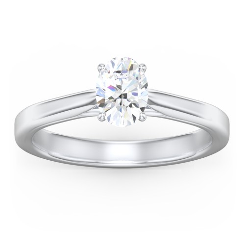 Classic Solitaire Engagement Ring with Peek-a-Boo Accent Diamond – 14K White Gold with Diamond