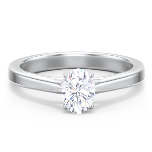 Classic Solitaire Engagement Ring with Peek-a-Boo Accent Diamond – 14K White Gold with Diamond