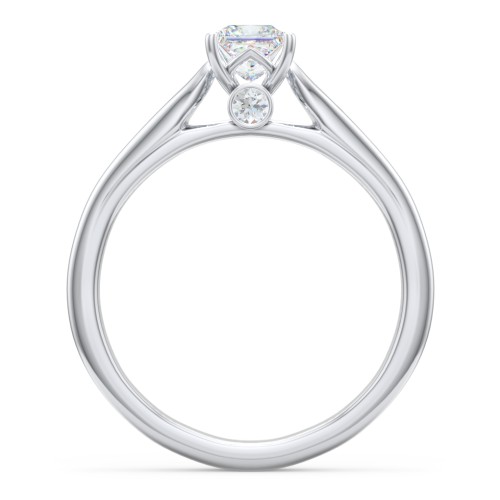 Classic Solitaire Engagement Ring with Peek-a-Boo Accent Diamond – 14K White Gold with Diamond