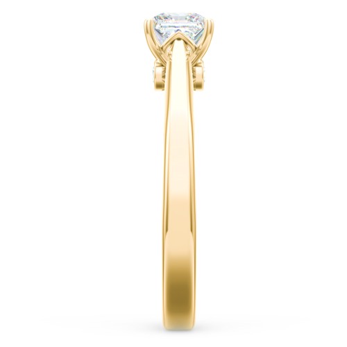 Classic Solitaire Engagement Ring with Peek-a-Boo Accent Diamond – 10K Yellow Gold with Diamond
