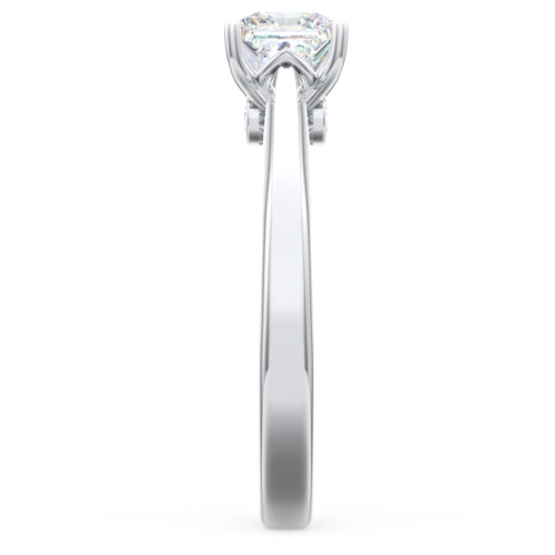 Classic Solitaire Engagement Ring with Peek-a-Boo Accent Diamond – 14K White Gold with Diamond