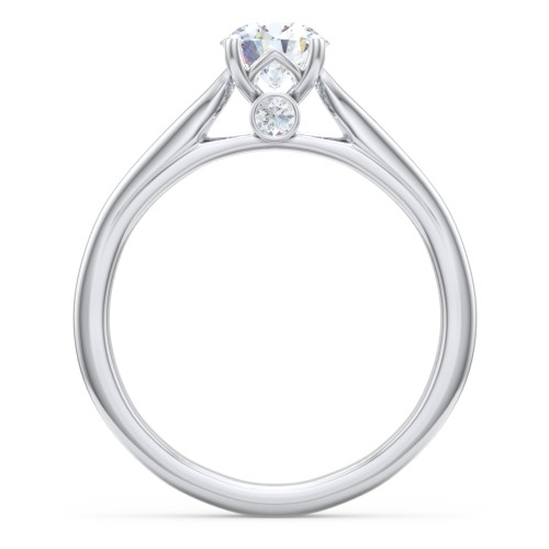 Classic Solitaire Engagement Ring with Peek-a-Boo Accent Diamond – 14K White Gold with Diamond