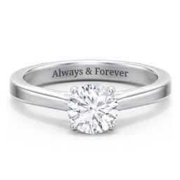 Classic Solitaire Engagement Ring with Peek-a-Boo Accent Diamond