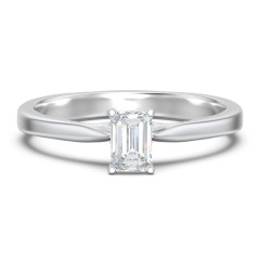 Classic Solitaire Engagement Ring with White Gold Setting – 14K White Gold