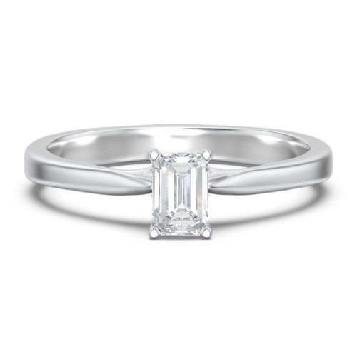 Classic Solitaire Engagement Ring with White Gold Setting – 14K White Gold