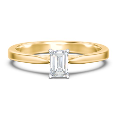Classic Solitaire Engagement Ring with White Gold Setting – 10K Yellow Gold