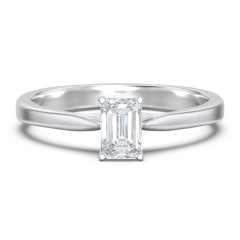 Classic Solitaire Engagement Ring with White Gold Setting – 14K White Gold