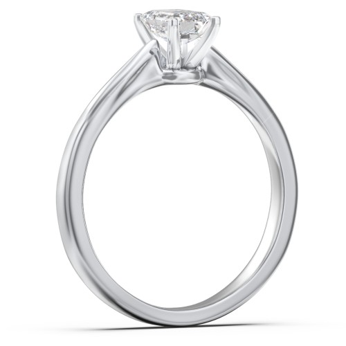 Classic Solitaire Engagement Ring with White Gold Setting – 14K White Gold