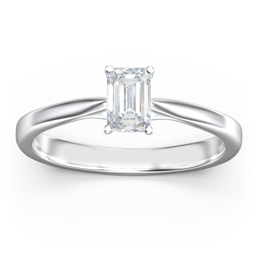 Classic Solitaire Engagement Ring with White Gold Setting – 14K White Gold