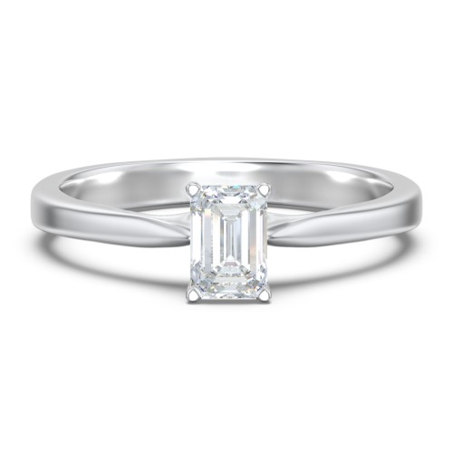 Classic Solitaire Engagement Ring with White Gold Setting – 14K White Gold