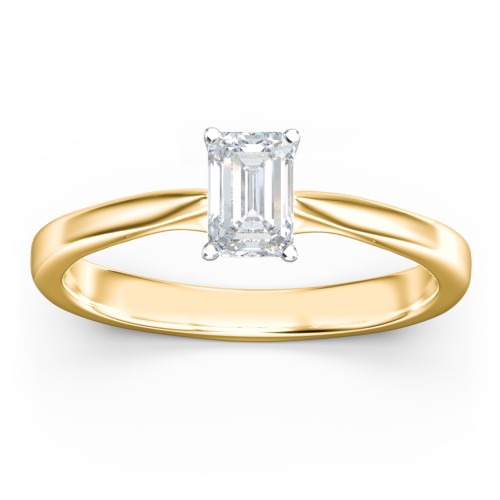 Classic Solitaire Engagement Ring with White Gold Setting – 10K Yellow Gold
