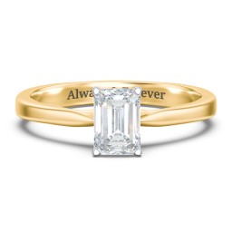 Classic Solitaire Engagement Ring with White Gold Setting in 10K Solid Yellow Gold with 04LABDIAM-EM-1.00-SI1-F-G