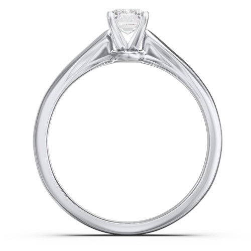 Classic Solitaire Engagement Ring with White Gold Setting – 14K White Gold