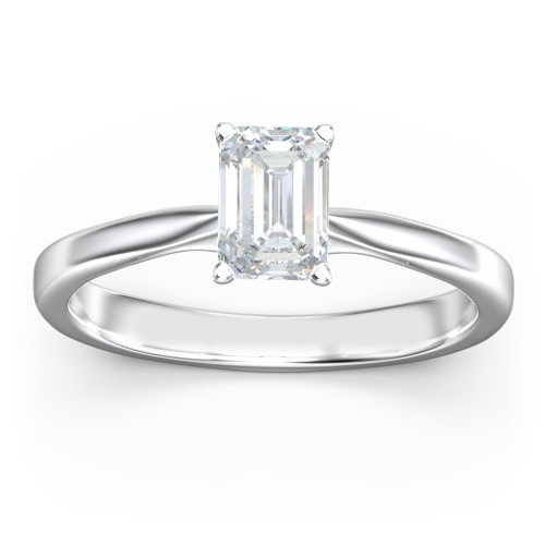 Classic Solitaire Engagement Ring with White Gold Setting – 14K White Gold
