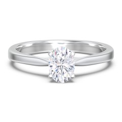 Classic Solitaire Engagement Ring with White Gold Setting – 14K White Gold