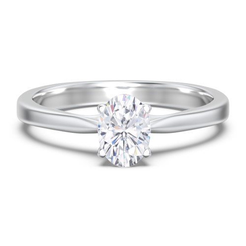 Classic Solitaire Engagement Ring with White Gold Setting – 14K White Gold